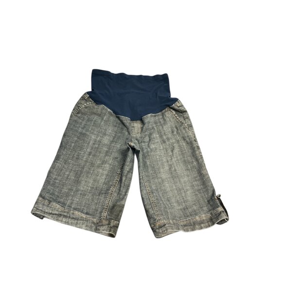 AMERICAN STAR Long Maternity Shorts Size Medium Stretchy Greyish Blue Denim - Picture 2 of 7